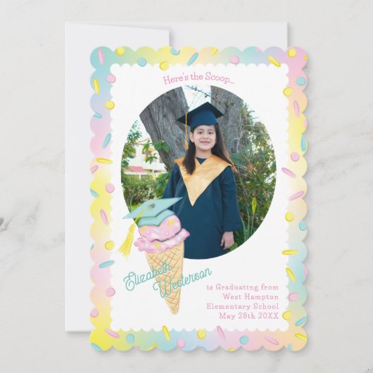 Cute Ice Cream Graduation Announcement Photo Einladung (Vorderseite)