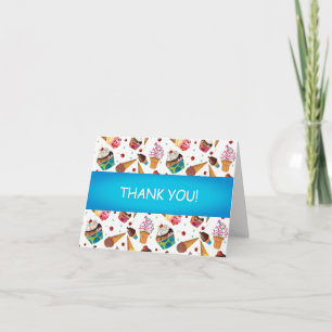Cute Ice Cream Print Child's Thank You Card Dankeskarte