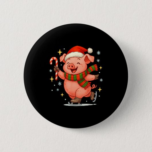 Cute Ice Skating G Funny Santa Christmas Holiday Button (Vorderseite)