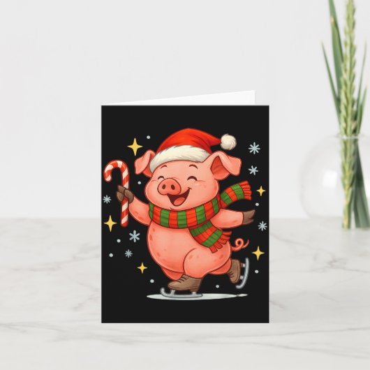 Cute Ice Skating G Funny Santa Christmas Holiday Karte (Vorderseite)