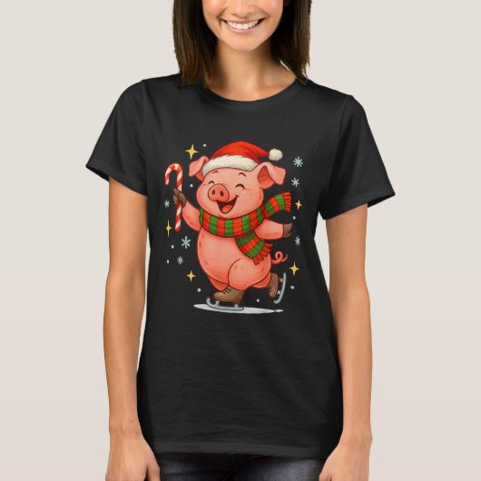 Cute Ice Skating G Funny Santa Christmas Holiday T-Shirt (Vorderseite)