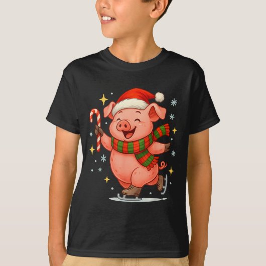 Cute Ice Skating G Funny Santa Christmas Holiday T-Shirt (Vorderseite)