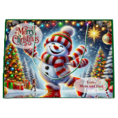 Cute Ice Skating Snowman Christmas Große Geschenktüte (Vorderseite)