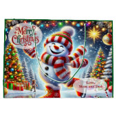 Cute Ice Skating Snowman Christmas Große Geschenktüte (Rückseite)