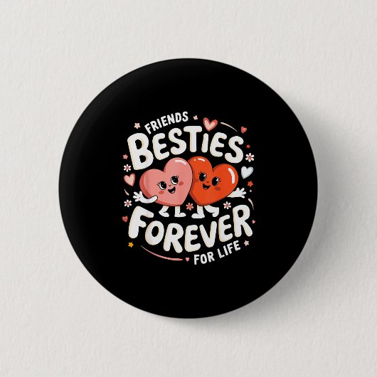 Cute Ies Forever Hearts Friendship Girls Valentine Button (Vorderseite)