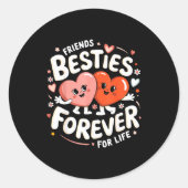 Cute Ies Forever Hearts Friendship Girls Valentine Runder Aufkleber (Vorderseite)