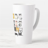 Cute Illustrated Cat Squad on Black Background Milchtasse (Rechte Ecke)
