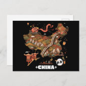 Cute Illustrated China Map with Dragon and Panda Postkarte (Vorne/Hinten)