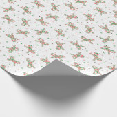 Cute Illustrated Christmas Candy Cane Bow Pattern Geschenkpapier (Ecke)