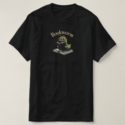 Cute Inchworm Reading Tee – Bookworm (Design vorne)