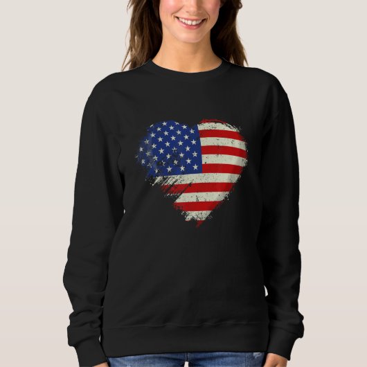Cute Independence Free Day July 4th American Flag  Sweatshirt (Vorderseite)