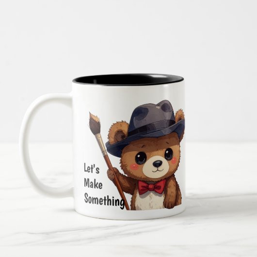 Cute Inspiring Bear Design Invent Make Something Zweifarbige Tasse (Links)