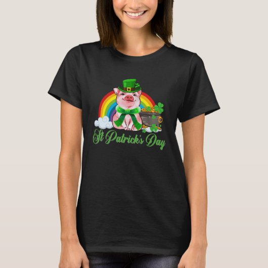 Cute Irish Pig Leprechaun Shamrock St Patricks Day T-Shirt (Vorderseite)