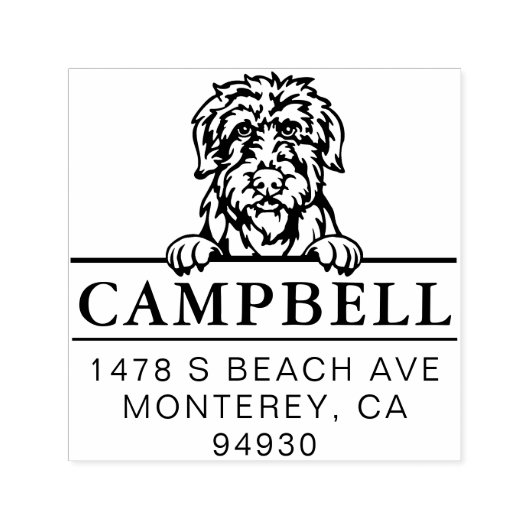 Cute Irish Wolfhound Custom Dog Address Stamp Permastempel (Design)
