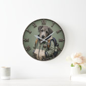 Cute Irish Wolfhound Puppy Große Wanduhr (Zuhause)