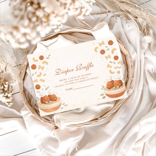 Cute Italian Little Meatball Diapper Raffle Begleitkarte