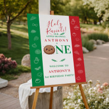 Cute  Italian Meatball First Birthday Party Sign