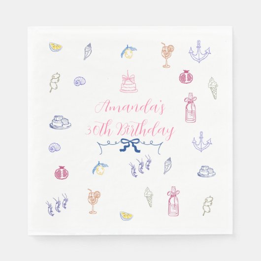 Cute Italian Minimalist Birthday Serviette (Vorderseite)