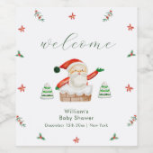 Cute It's Cold Outside Santa Baby Shower Welcome  Weinetikett (Einzelnes Label)