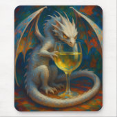 Cute Ivory Dragon & White Wine Fantasy Art Mousepad (Vorne)