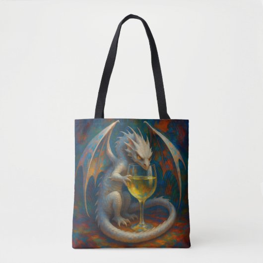 Cute Ivory Dragon & White Wine Fantasy Art Tasche (Vorderseite)
