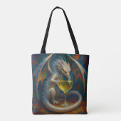 Cute Ivory Dragon & White Wine Fantasy Art Tasche (Rückseite)