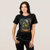 Cute Ivory Dragon & White Wine Fantasy Art Tri-Blend Shirt (Vorderseite voll)
