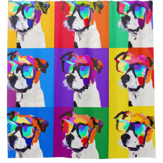 Cute Jack Russell Terriers in pop art style Duschvorhang (Vorderseite)