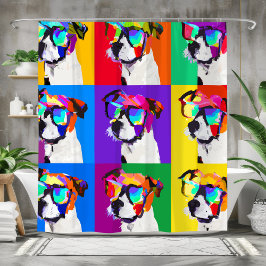 Cute Jack Russell Terriers in pop art style Duschvorhang
