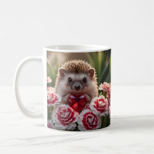 Cute January Hedgehog with Garnet Heart Kaffeetasse (Links)