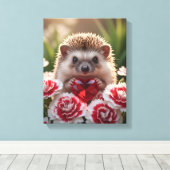 Cute January Hedgehog with Garnet Heart Leinwanddruck (Insitu (Holzboden))