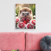 Cute January Hedgehog with Garnet Heart Leinwanddruck (Insitu (Wohnzimmer))