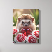 Cute January Hedgehog with Garnet Heart Leinwanddruck (Vorderseite)