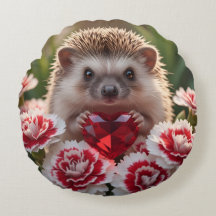 Cute January Hedgehog with Garnet Heart