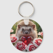 Cute January Hedgehog with Garnet Heart Schlüsselanhänger (Rückseite)