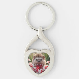Cute January Hedgehog with Garnet Heart Schlüsselanhänger