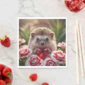 Cute January Hedgehog with Garnet Heart Serviette (Beispiel)