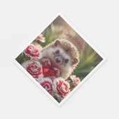 Cute January Hedgehog with Garnet Heart Serviette (Ecke)