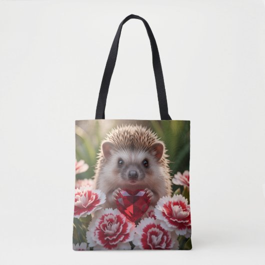 Cute January Hedgehog with Garnet Heart Tasche (Vorderseite)