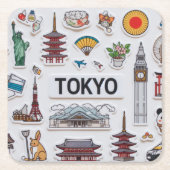 Cute Japan Icons: Sticker Pack Adventure Rechteckiger Pappuntersetzer (Vorderseite)