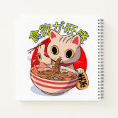 Cute Japanese Cat Eating Noodles with Chopsticks Notizblock (Rückseite)