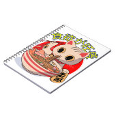 Cute Japanese Cat Eating Noodles with Chopsticks Notizblock (Linke Seite)