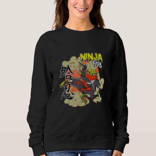 cute Japanese frog in ninja costume with a ninja s Sweatshirt (Vorderseite)