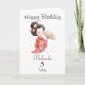 Cute Japanese/Geisha Girl Personalized Birthday Karte