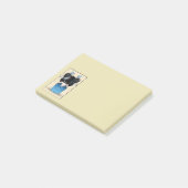 Cute Japanese Kokeshi Doll Dressed in Blue Post-it Klebezettel (angewinkelt)