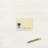 Cute Japanese Kokeshi Doll Dressed in Blue Post-it Klebezettel (Auf Schreibtisch)