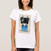 Cute Japanese Kokeshi Doll Dressed in Blue T-Shirt (Vorderseite)
