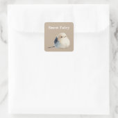 Cute Japanese Long-Tailed Tit Snow Fairy Quadratischer Aufkleber (Tasche)