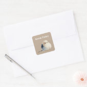 Cute Japanese Long-Tailed Tit Snow Fairy Quadratischer Aufkleber (Umschlag)