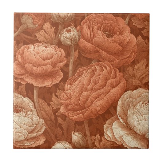 Cute Japanese Ranunculus Tiles For Spa-Style Fliese (Vorderseite)